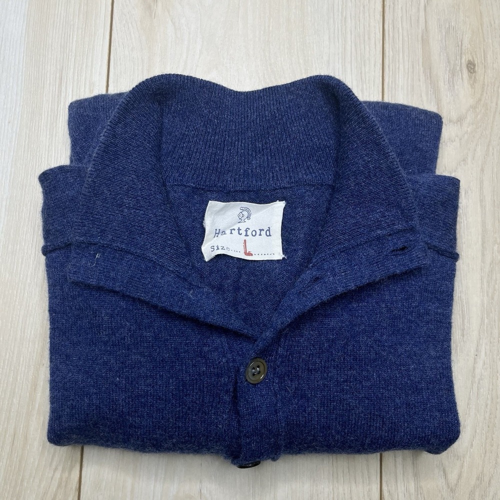 Hartford Wool Cashmere 1/4 Button Knit Sweater Mens Size Medium Pullover
